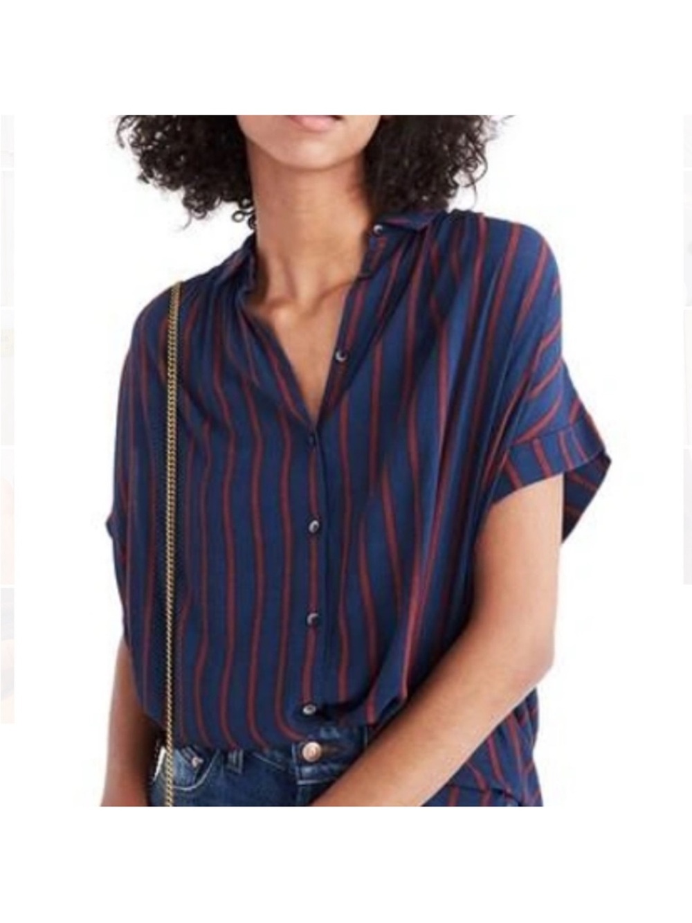 Madewell Central Shirt in Duo Stripe Twilight XXS